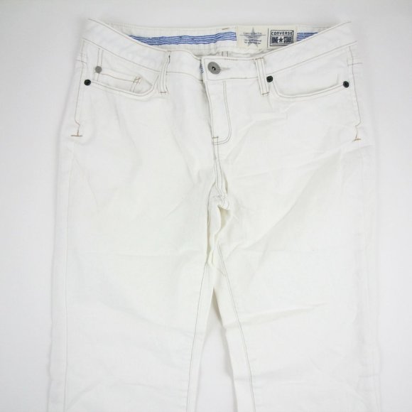 Converse One Star Womens Bootcut Jeans White Denim Mid Rise Cotton Size 12 - Picture 3 of 9